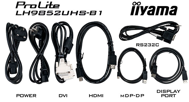 Комплект кабелей в поставке Iiyama ProLite LH9852UHS-B1